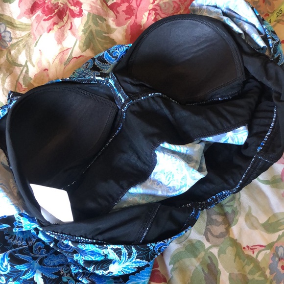 FIT FOR YOU size 16 Floral Scroll Fan V-Neck SMOCKED Ruched Empite Waist $78 NEW - Picture 14 of 15